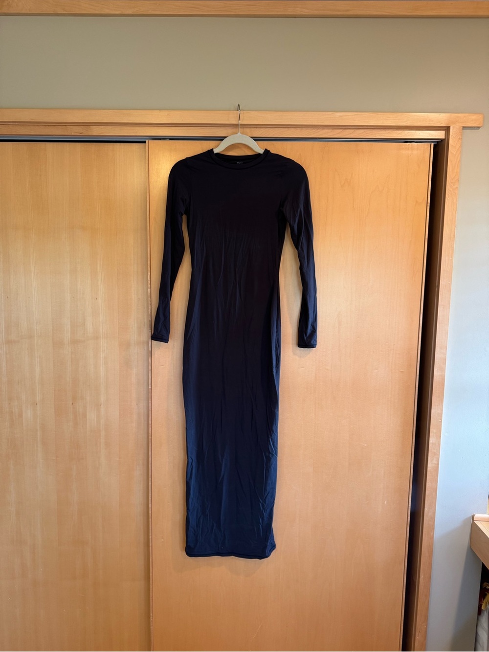 SKIMS Black Long Sleeve Fits Everybody Maxi Dress